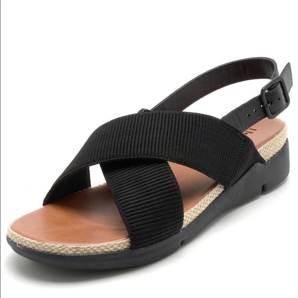 Leather and Cross Strap Sandal